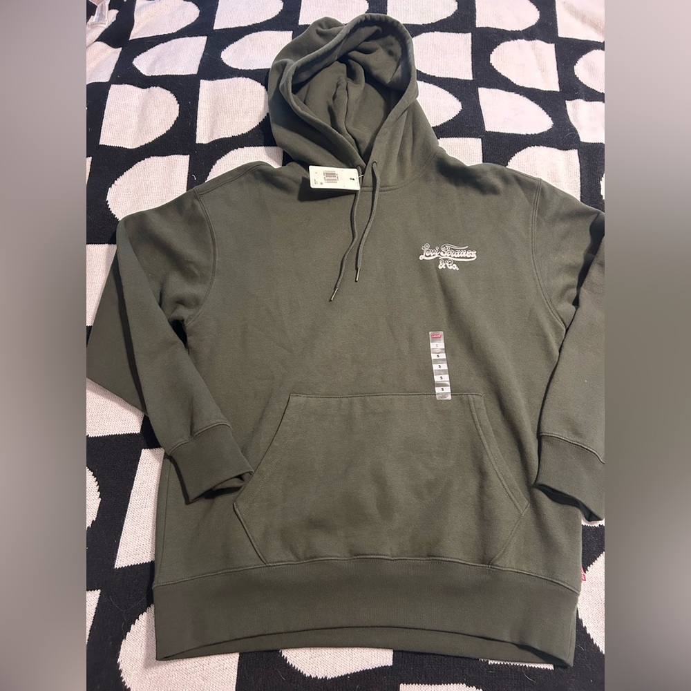 NWT Levi’s Men's Olive Green Hoodie Sweatshirt Wild West Tour Wolf Sz S